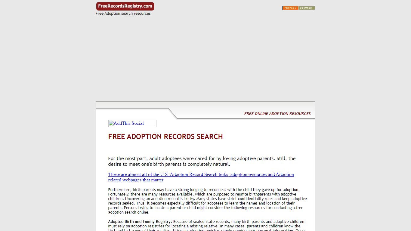 Free Adoption Records Search